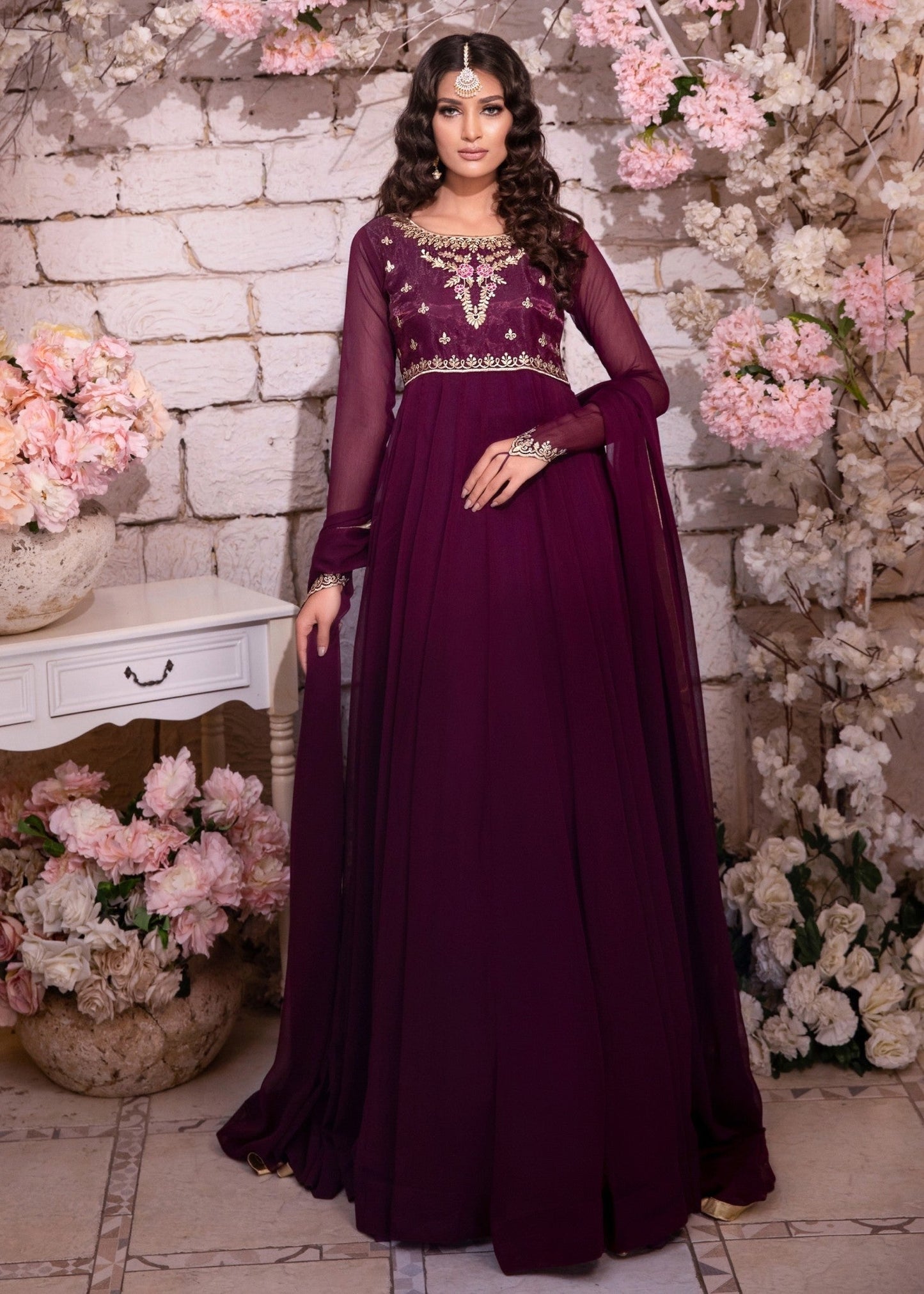 Chiffon Embroidered Gharara Suit for Women Online in Dubai UAE Abudhabi Ajman Sharjah