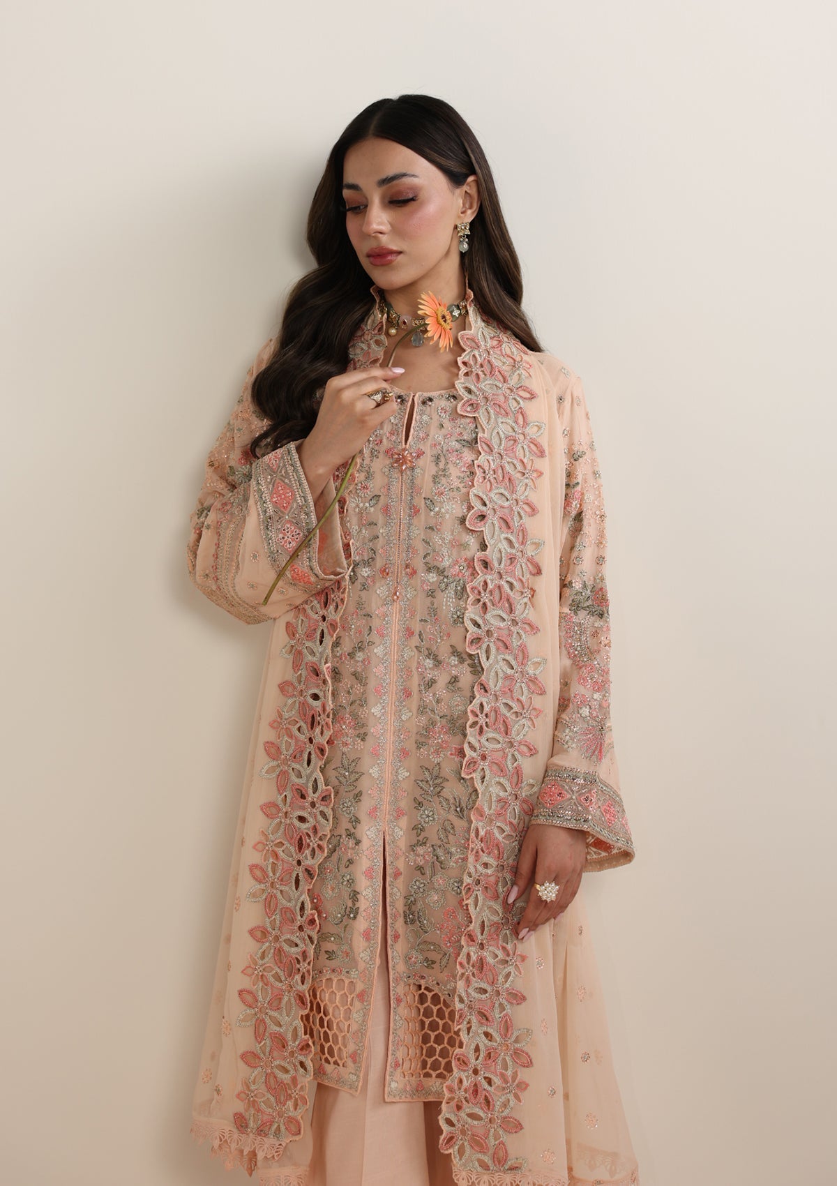 Chiffon Embroidered Pink Pakistani Designer Suit Online in Dubai UAE Abudhabi Ajman Sharjah