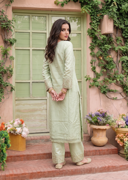 Chiffon Embroidered Pistachio Green Party Wear Suit Online in Sri Lanka India Australia