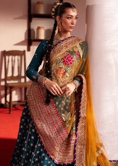 Chiffon Embroidered Teal Pakistani Suit Online in UK USA Canada