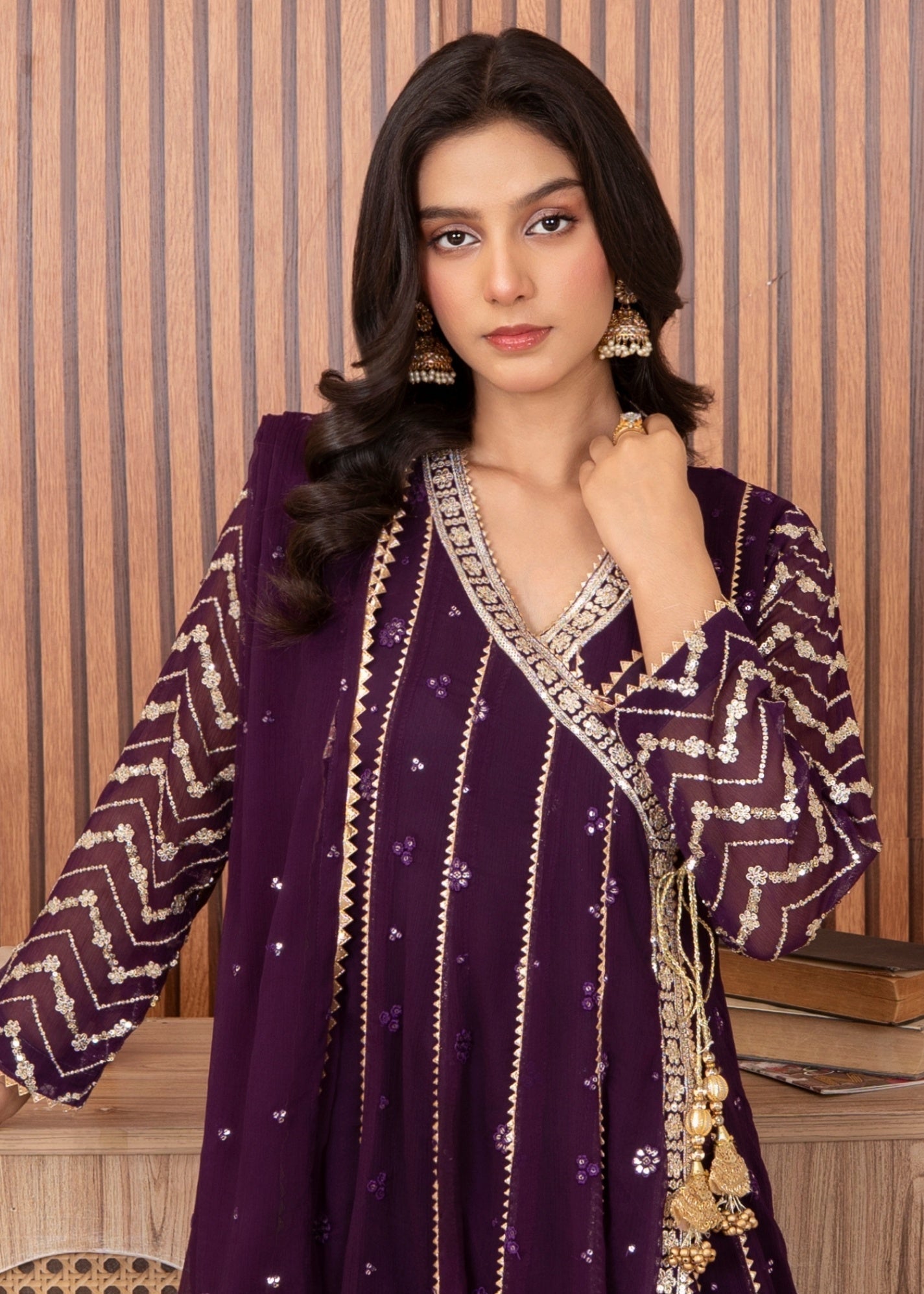 Chiffon Embroidered Three Piece Suit Online in Sri Lanka India Australia