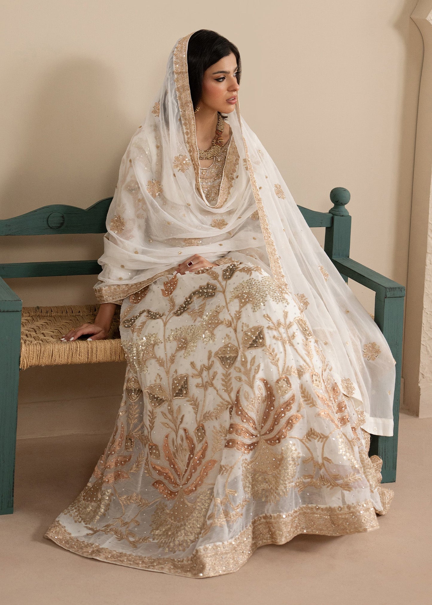 Chiffon Embroidered White Maxi Dress Online in KSA Riyadh Saudi Arabia Oman Bahrain Qatar