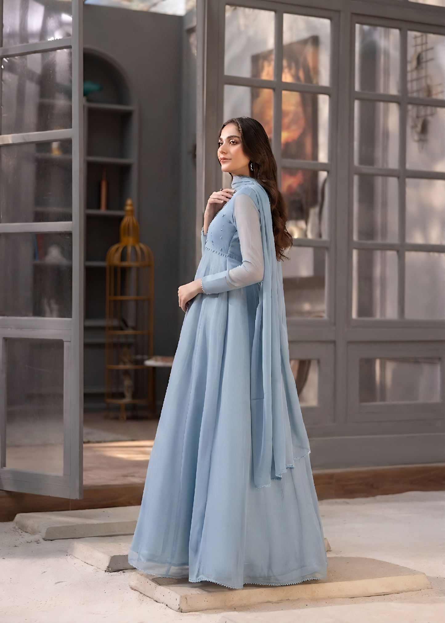 Chiffon Flared Maxi Readymade Suit Online in Sri Lanka India Australia