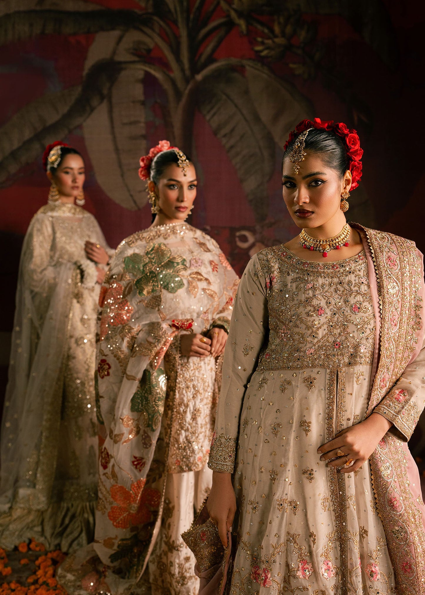 Chiffon Ivory Embellished Guest Wear Maxi Online in UK USA Canada