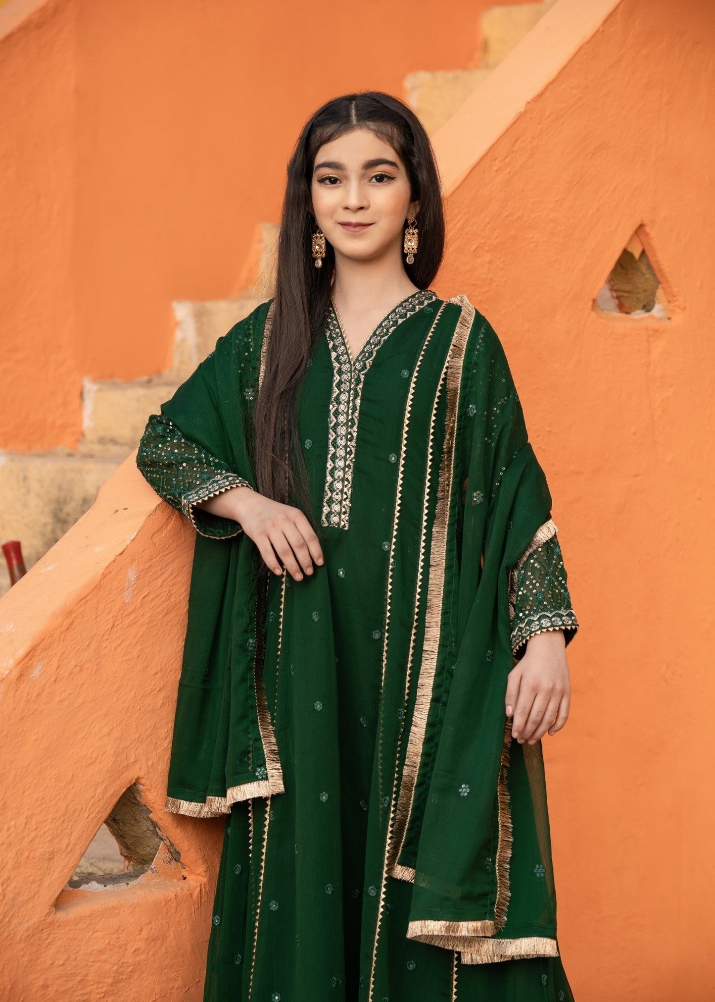 Chiffon Kalidar Maxi with Gheera Embroidery Online in Dubai UAE Abudhabi Ajman Sharjah