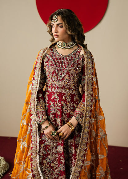 Chiffon Maroon Embroidered Anarkali Lehenga Online in UK USA Canada