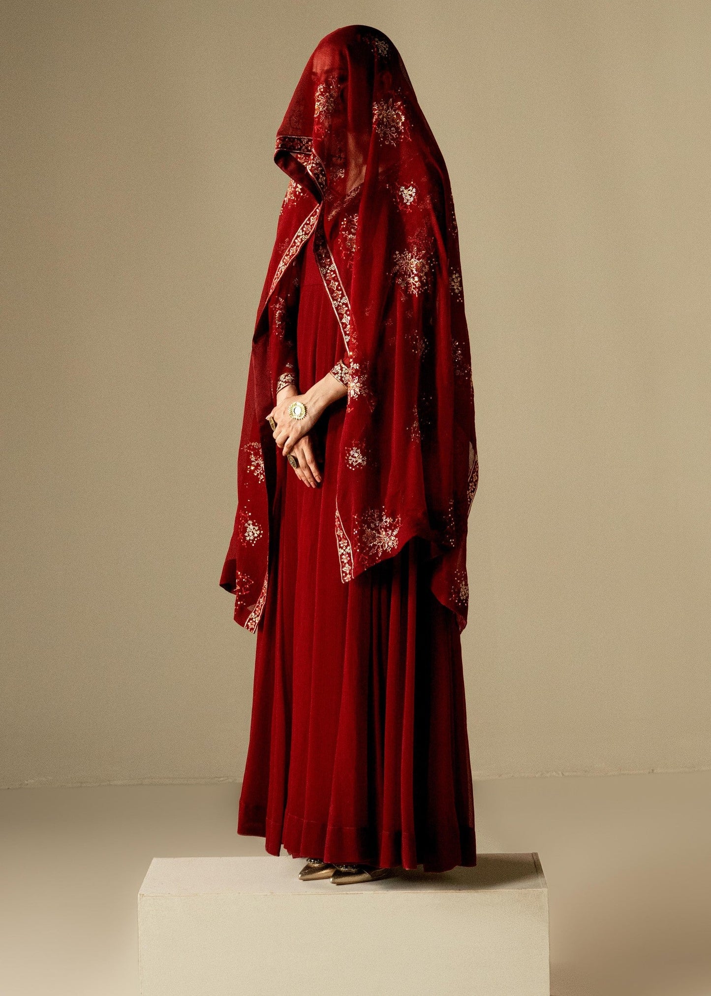 Chiffon Maroon Embroidered Partywear Maxi Online in KSA Riyadh Saudi Arabia Oman Bahrain Qatar