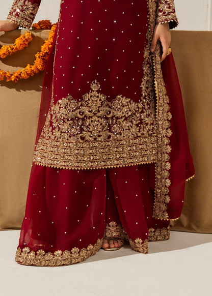 Chiffon Maroon Sharara Dress Material Online in Dubai DXB UAE Abudhabi Meena Bazaar