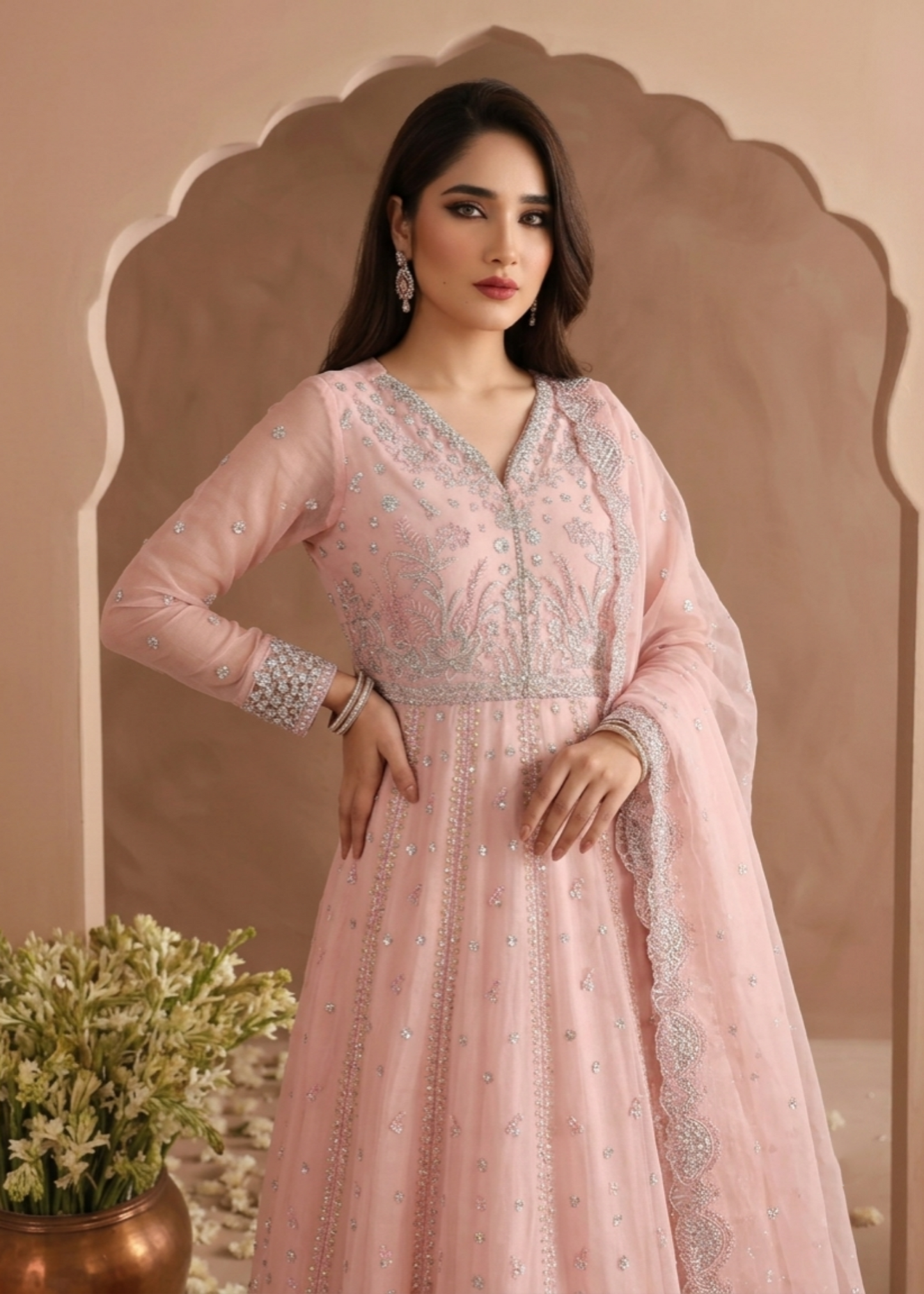 Chiffon Maxi Dress with Raw Silk Trouser Online in Sri Lanka India Australia
