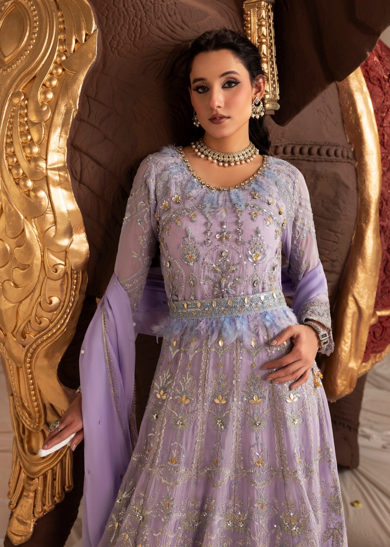 Chiffon Maxi Embellished Wedding Wear Online in Dubai UAE Abudhabi Ajman Sharjah