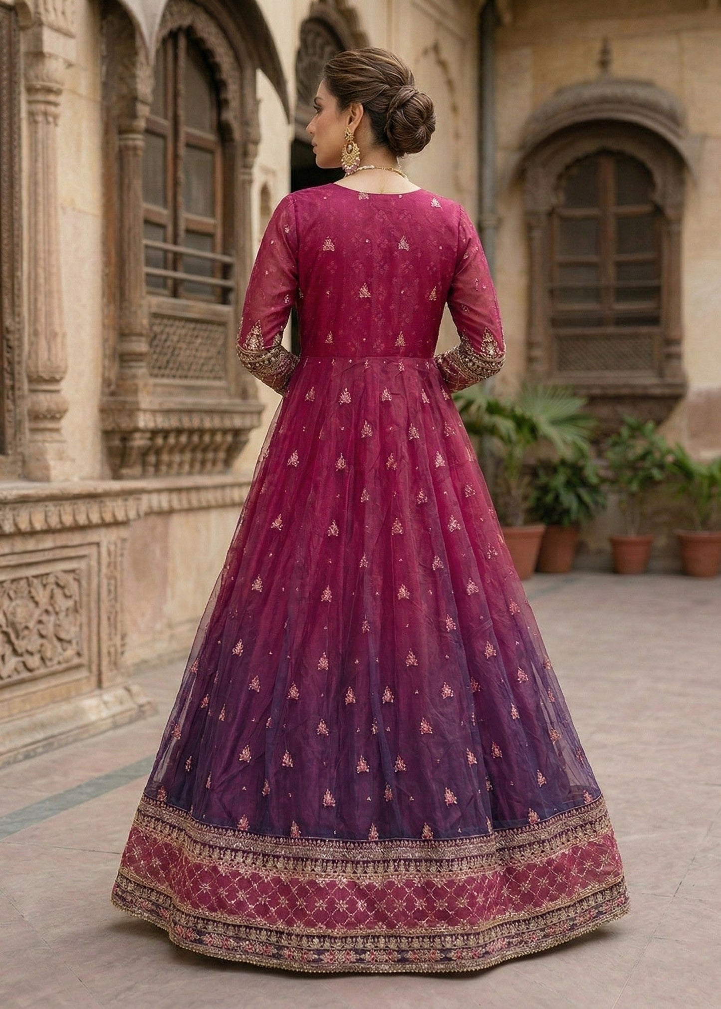 Chiffon Multi Embroidered Party Wear Suit Online in UK USA Canada