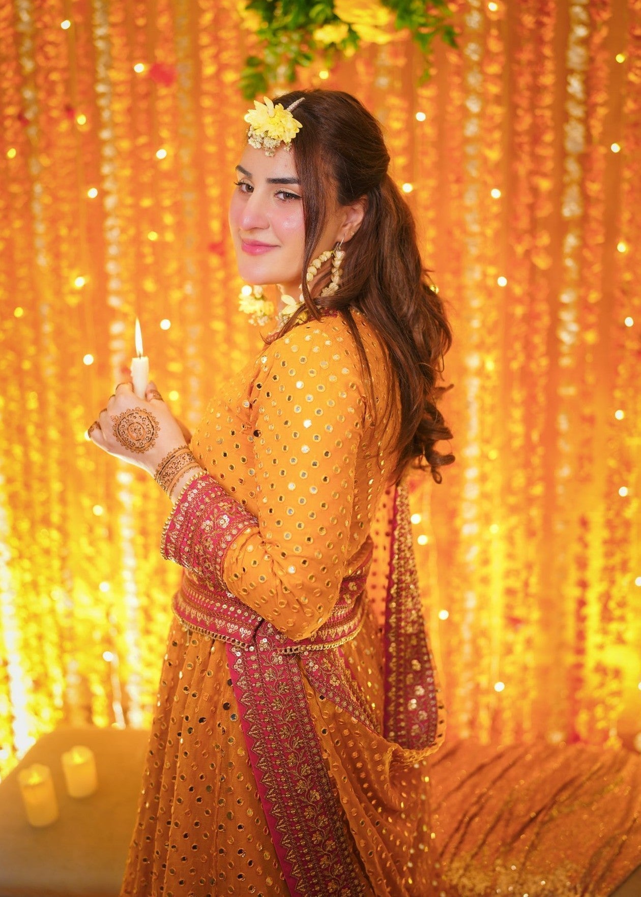 Chiffon Mustard Embroidered Ladies Suit Online in UK USA Canada