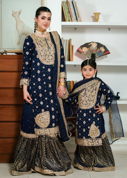 Chiffon Navy Blue Kids Gharara Online in Dubai DXB UAE Abudhabi Meena Bazaar