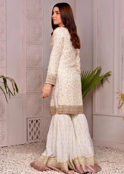 Chiffon Off-White Embroidered Salwar Suit Online in Dubai UAE Abudhabi Ajman Sharjah