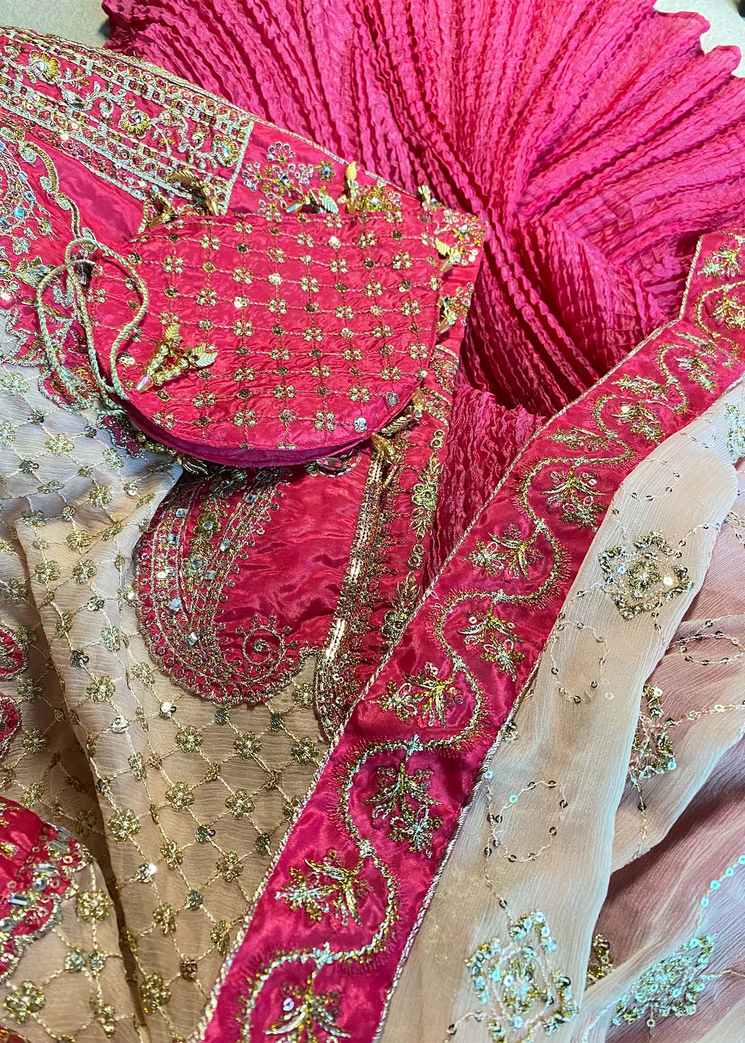 Chiffon Silk Light Pink Sharara Wedding Outfit Online in UK USA Canada