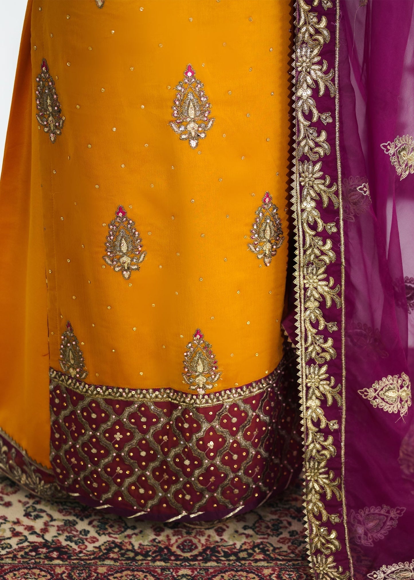 Chiffon Straight Kurta with Gold Work Online in Sri Lanka India Australia