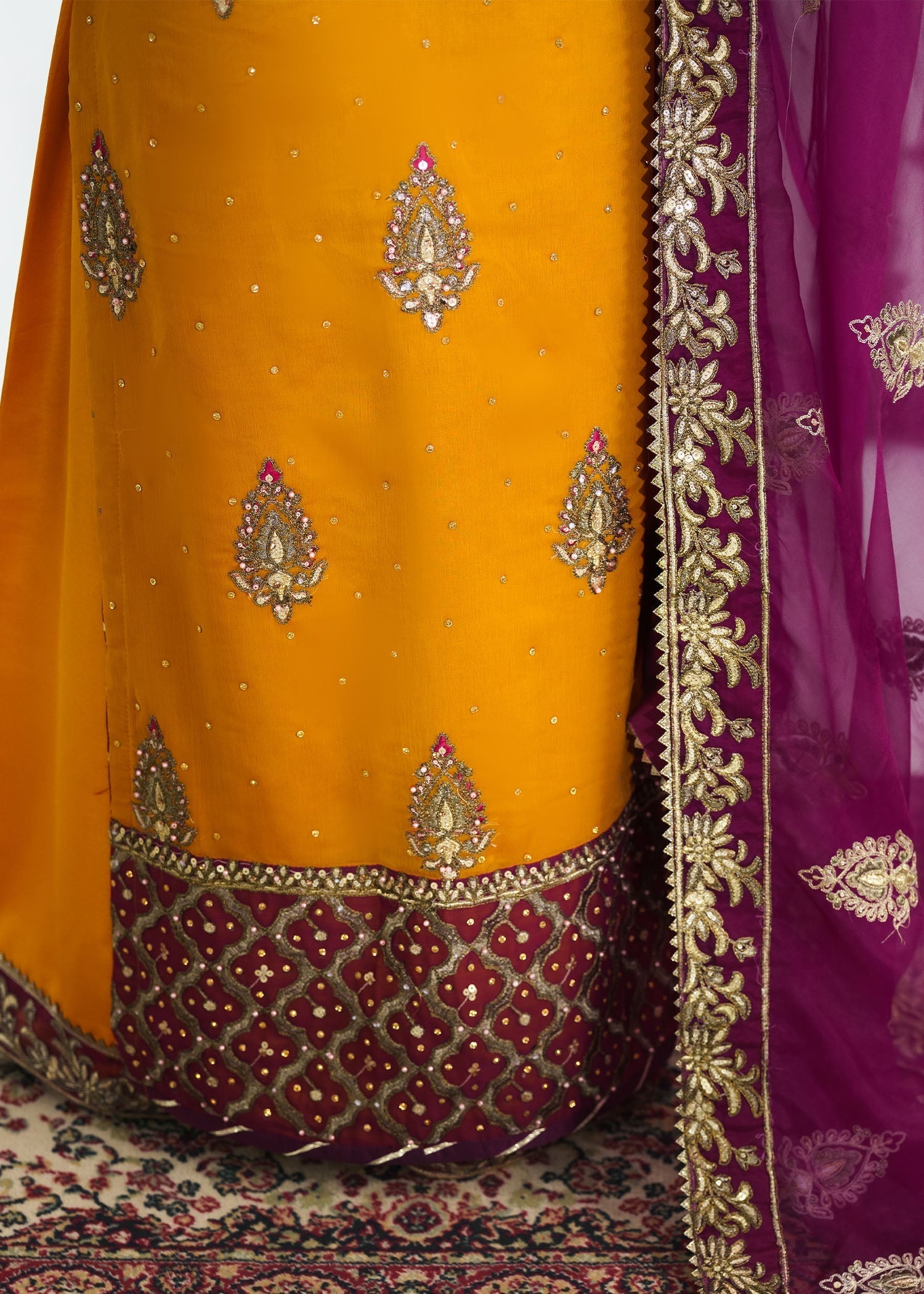 Chiffon Straight Kurta with Gold Work Online in Sri Lanka India Australia