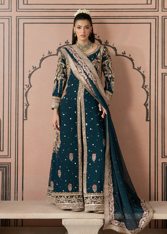 Chiffon Teal Pishwas with Dupatta Online in Sri Lanka India Australia