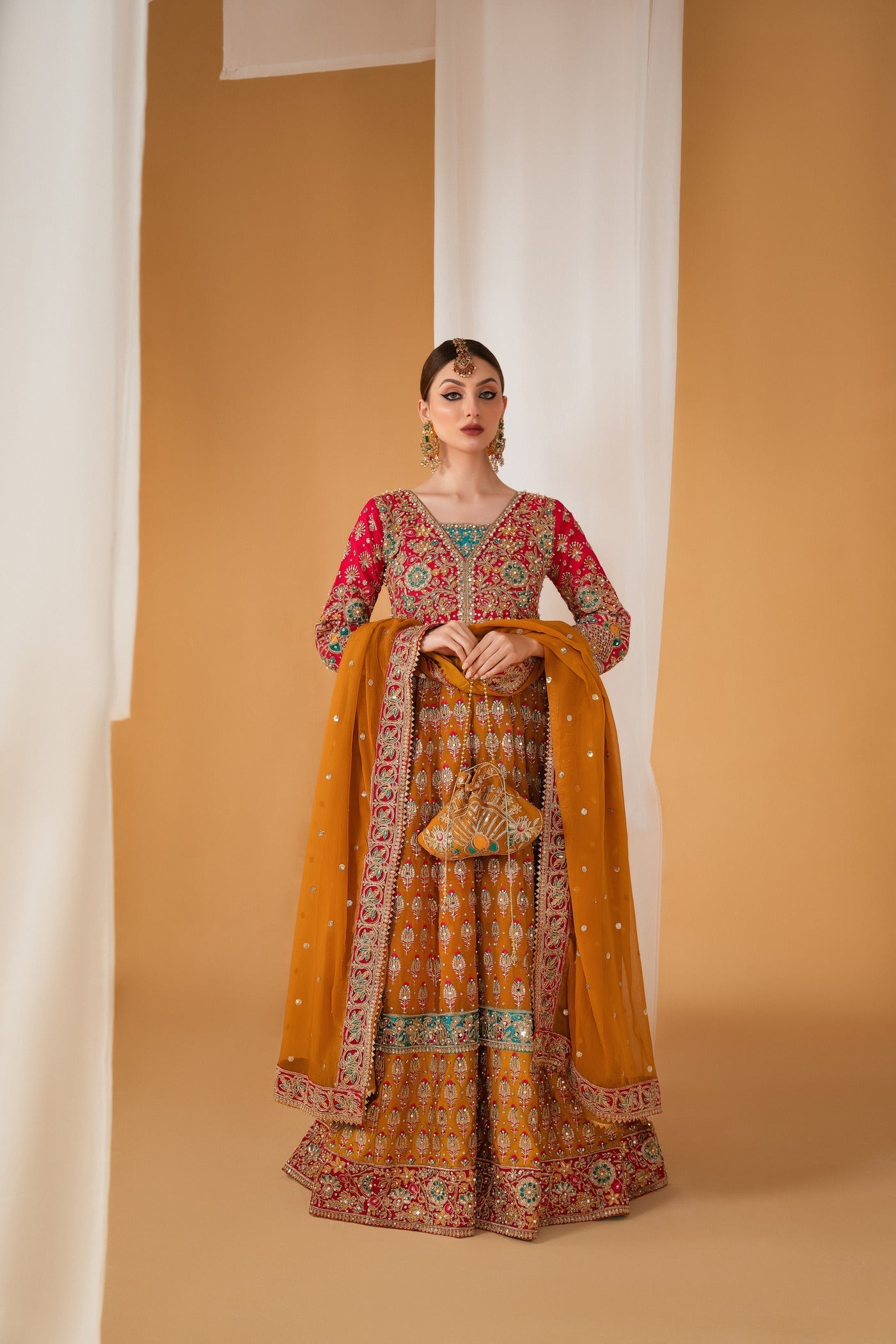 Chiffon Wedding Guest Wear Anarkali Dress Online in KSA Riyadh Saudi Arabia Oman Bahrain Qatar