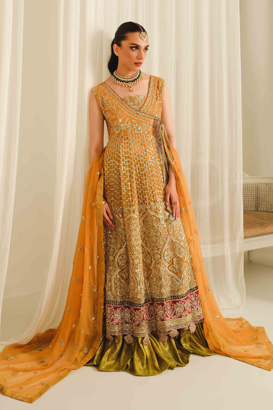 Mehndi Embroidered Chiffon Anarkali