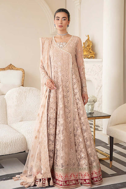 Peach Pink Embroidered Anarkali
