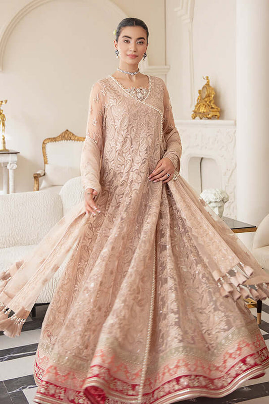 Peach Pink Embroidered Anarkali