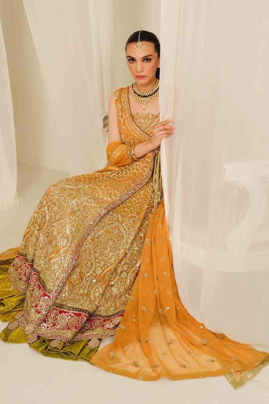 Mehndi Embroidered Chiffon Anarkali