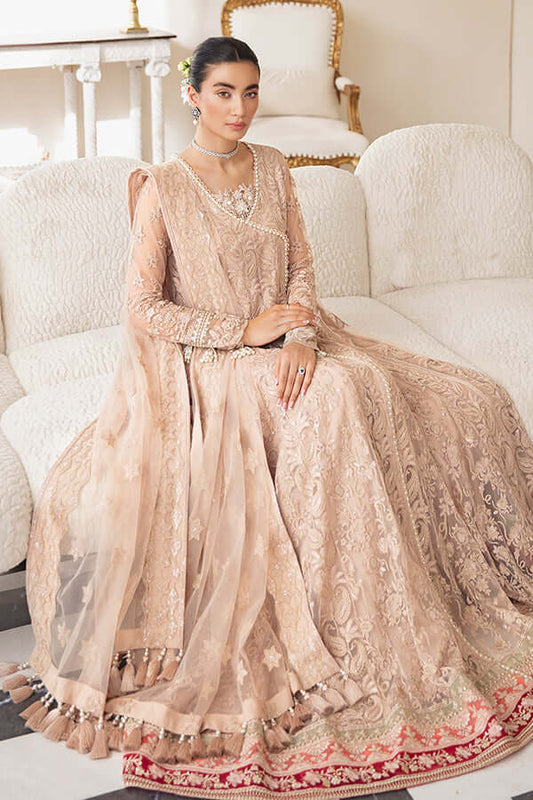 Peach Pink Embroidered Anarkali