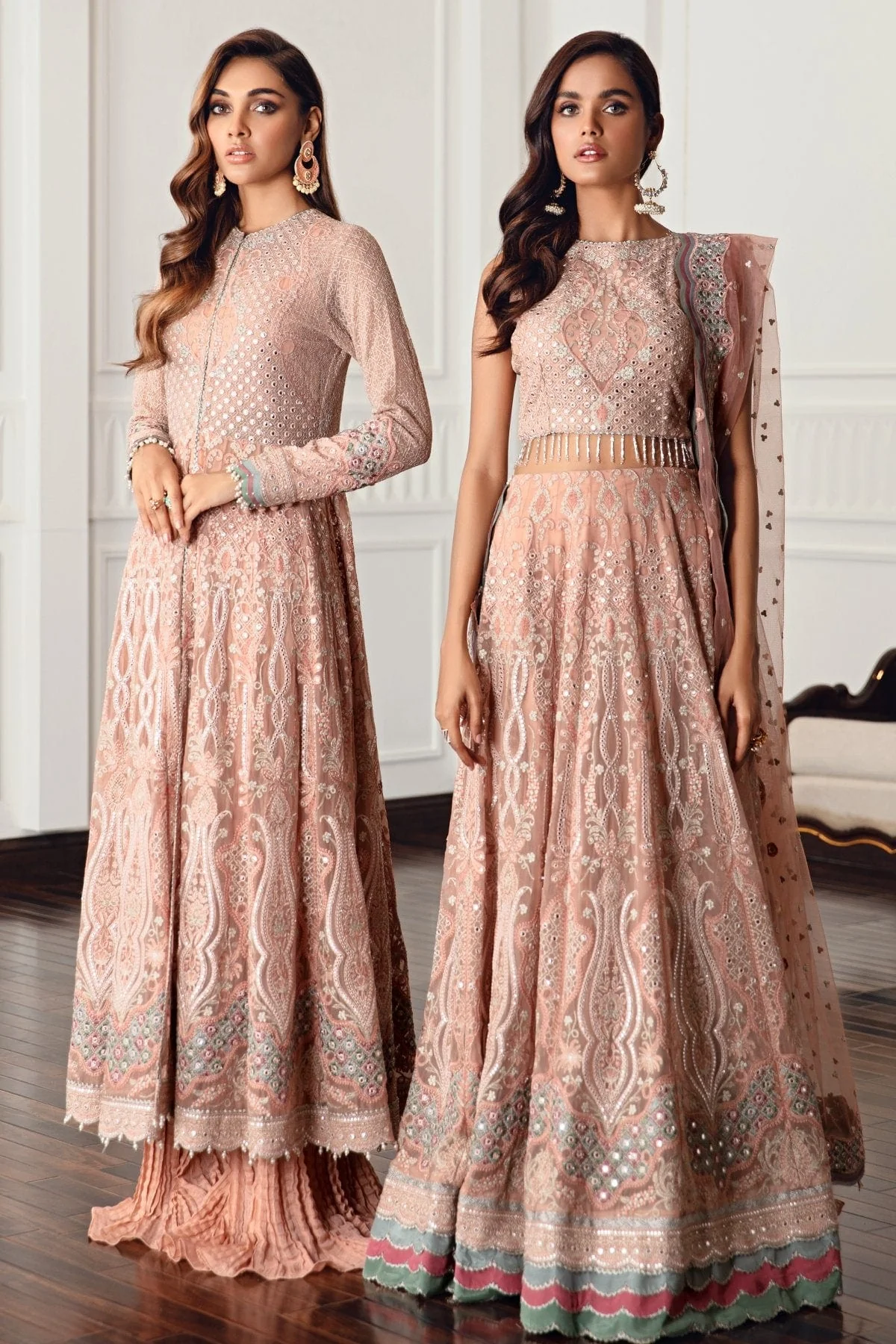 Peach Pink Chiffon Suit