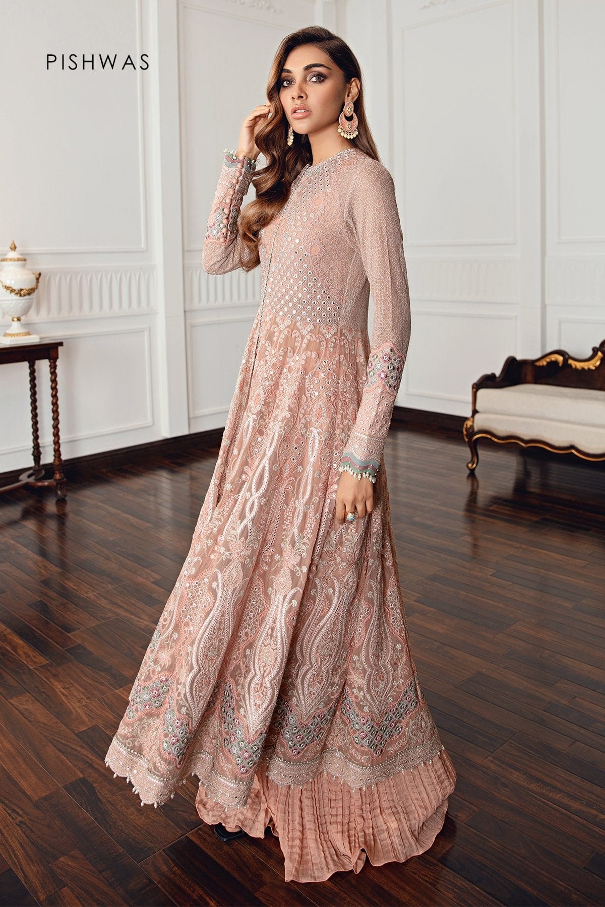 Peach Pink Chiffon Suit