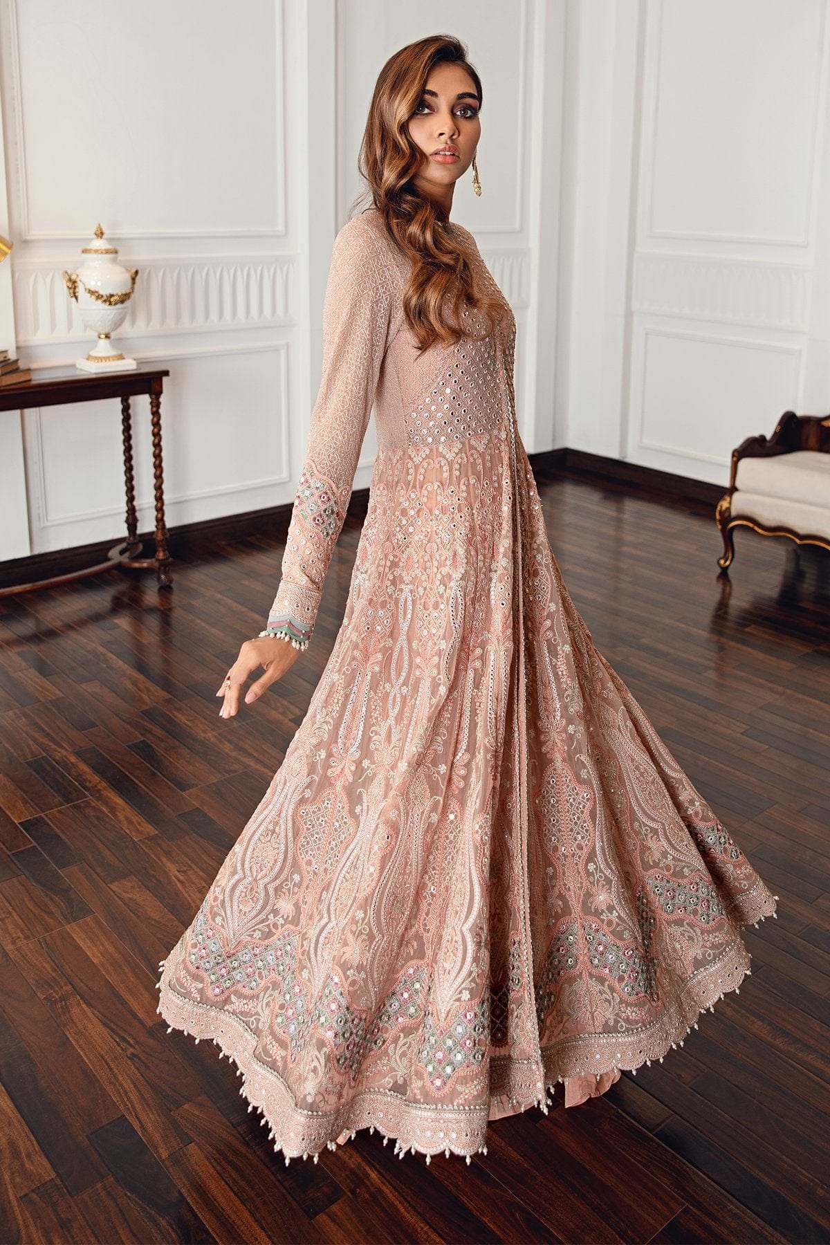 Peach Pink Chiffon Suit