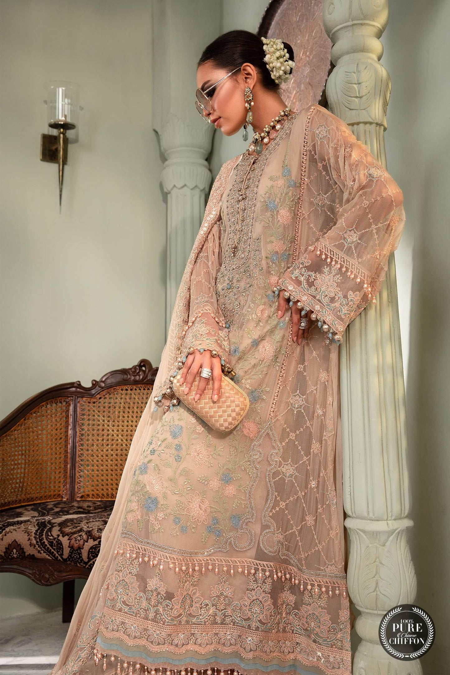 Nude Pink Pure Chiffon Suit