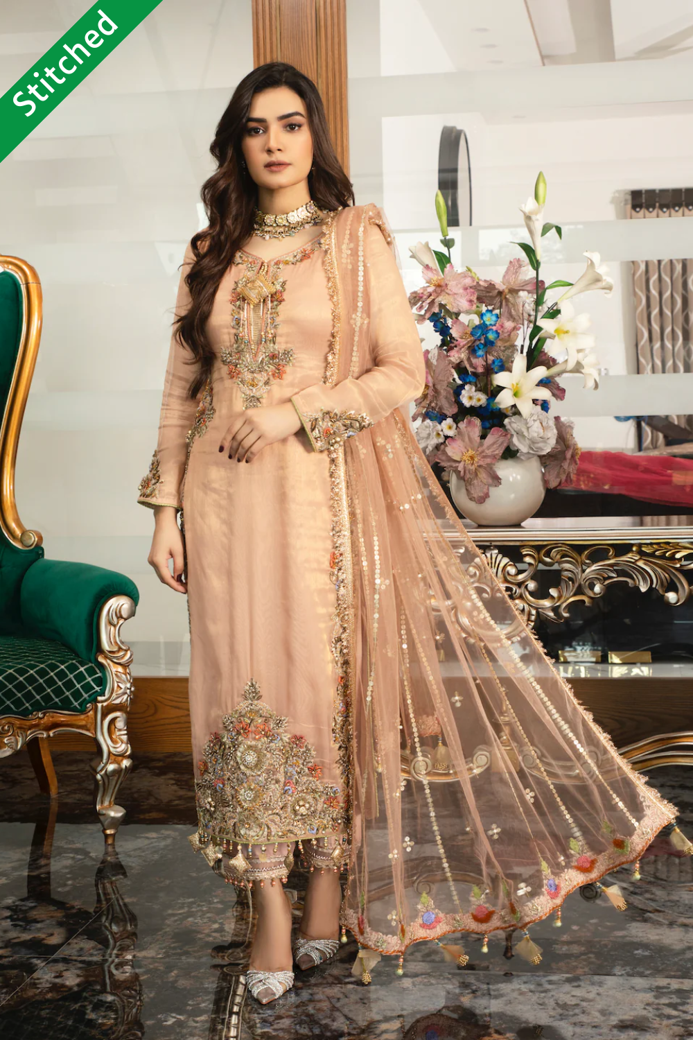 Pink Readymade Pure Chiffon Suit