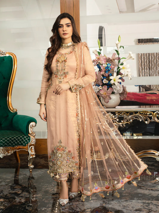 Pink Handmade Pure Chiffon Suit