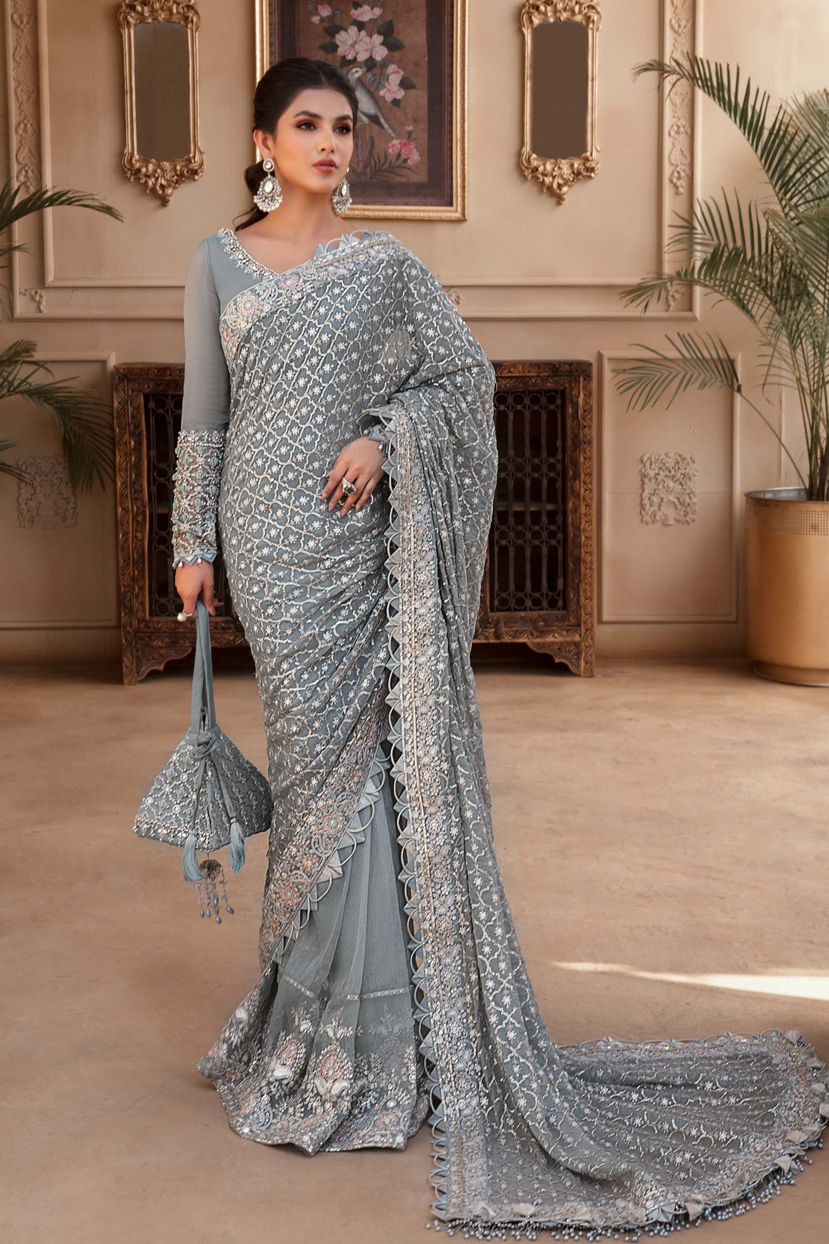Buy Pure Chiffon Saree Online in Dubai | SALWAR MAHAL
