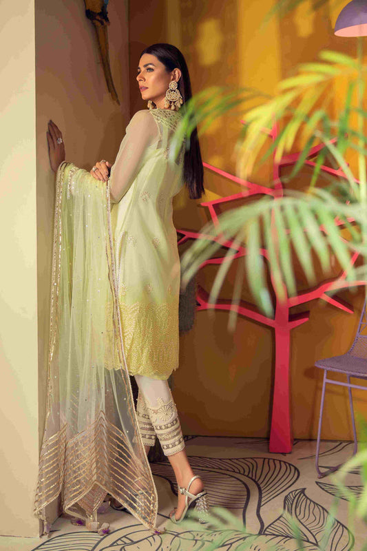 Hazel Yellow Readymade Chikankari Suit