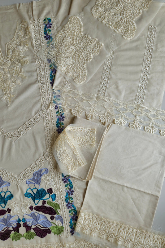 Creamy White Chikankari Lawn Suit