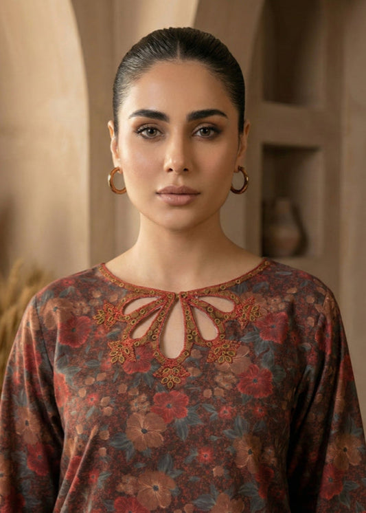 Chocolate Brown Embroidered Raw Silk Co Ord Set Online in Dubai DXB UAE Abudhabi Meena Bazaar