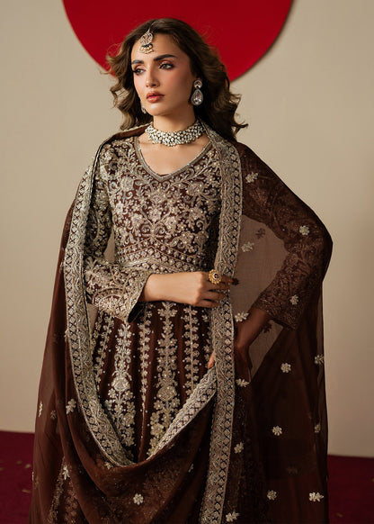 Chocolate Brown Formal Chiffon Anarkali Suit Online in Sri Lanka India Australia