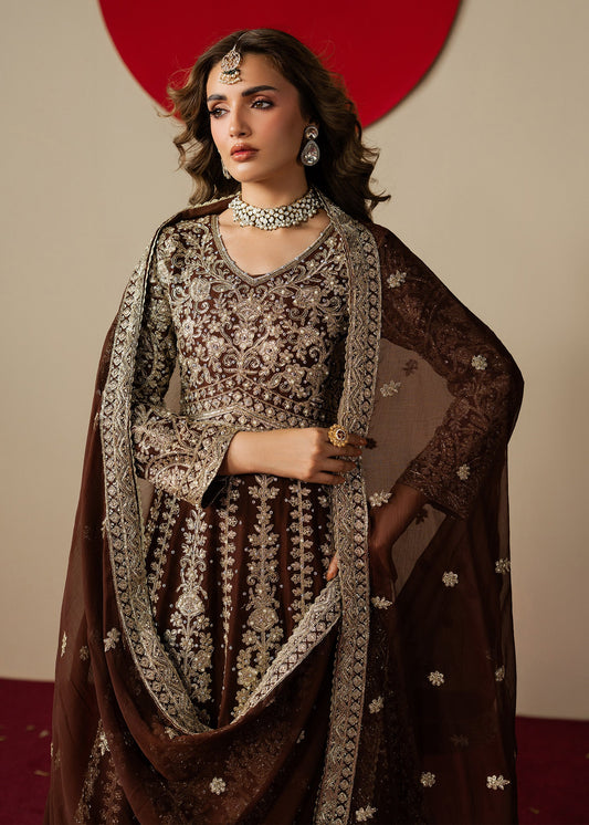 Chocolate Brown Formal Chiffon Anarkali Suit Online in Sri Lanka India Australia