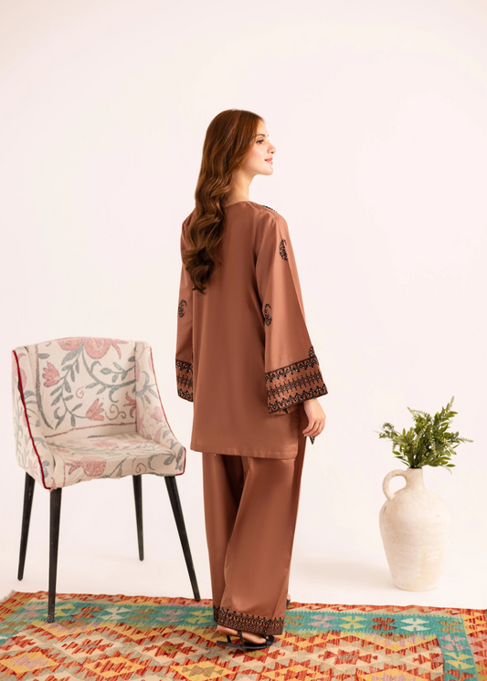 Chocolate Brown Lawn Kurta Set with Churidar Online in Sri Lanka India Australia