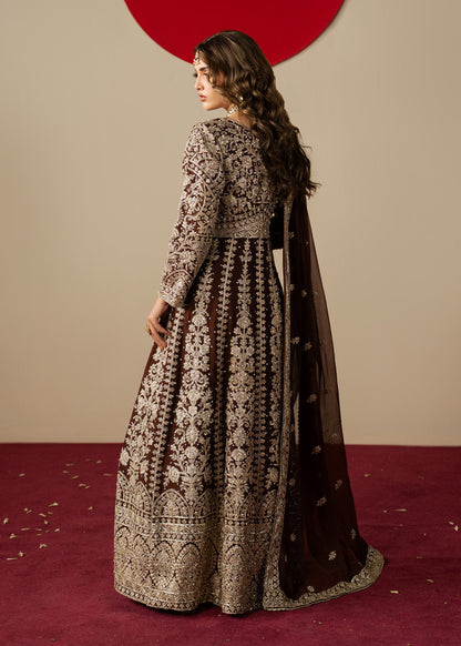 Chocolate Brown Pakistani Wedding Outfit Chiffon Online in Dubai UAE Abudhabi Ajman Sharjah