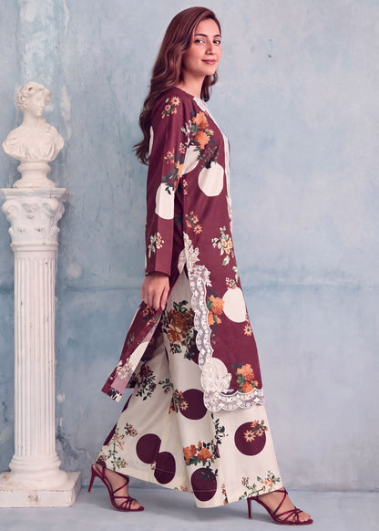 Chocolate Brown Printed Cotton Kurta Set Online in Dubai DXB UAE Abudhabi Meena Bazaar