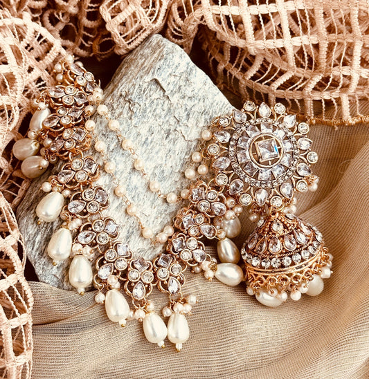 Classic White Jhumki Earrings for Women Online in KSA Riyadh Saudi Arabia Oman Bahrain Qatar