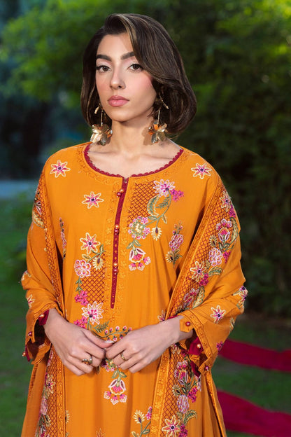 Clay Orange Embroidered Lawn Festive Suit Online in Dubai UAE Abudhabi Ajman Sharjah