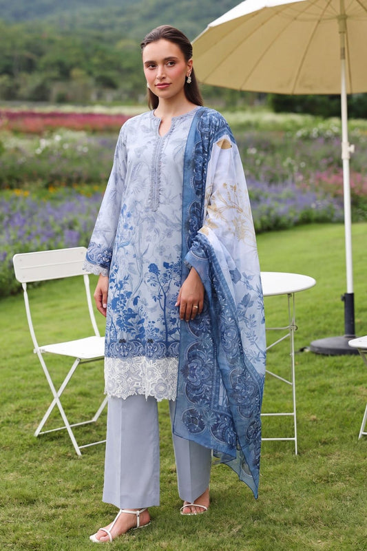 Cloud Blue Embellished Lawn Kurta Set Online in Dubai UAE Abudhabi Ajman Sharjah