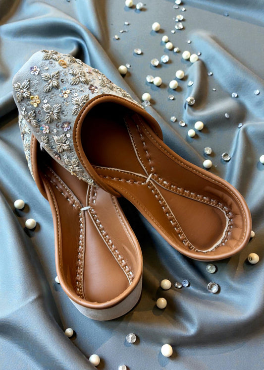 Cloud Blue Embroidered Leather Khussa Online in Dubai DXB UAE Abudhabi Meena Bazaar