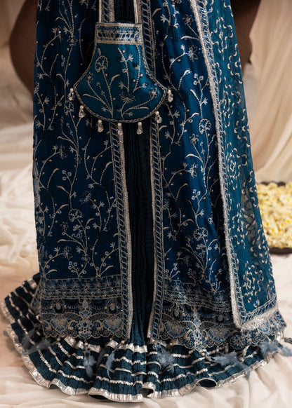 Cobalt Blue Chiffon Embroidered Anarkali Suit Online in UK USA Canada