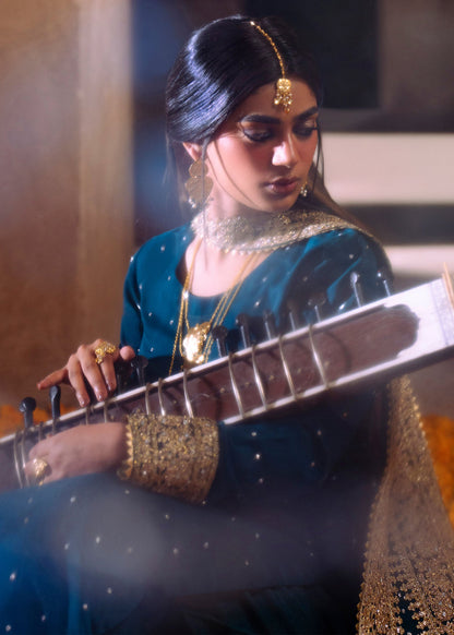 Cobalt Blue Chiffon Pakistani Wedding Suit Online in Sri Lanka India Australia
