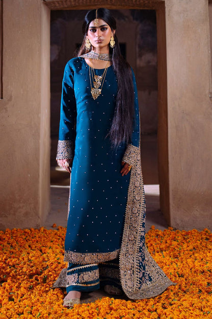 Cobalt Blue Embellished Chiffon Straight Cut Kurta Online in Dubai UAE Abudhabi Ajman Sharjah